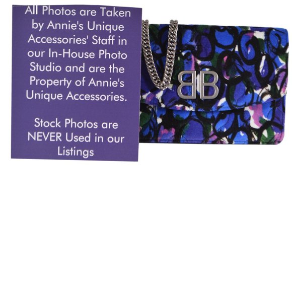 New Balenciaga BB Graphic Chain on Wallet Purse - Picture 3 of 11